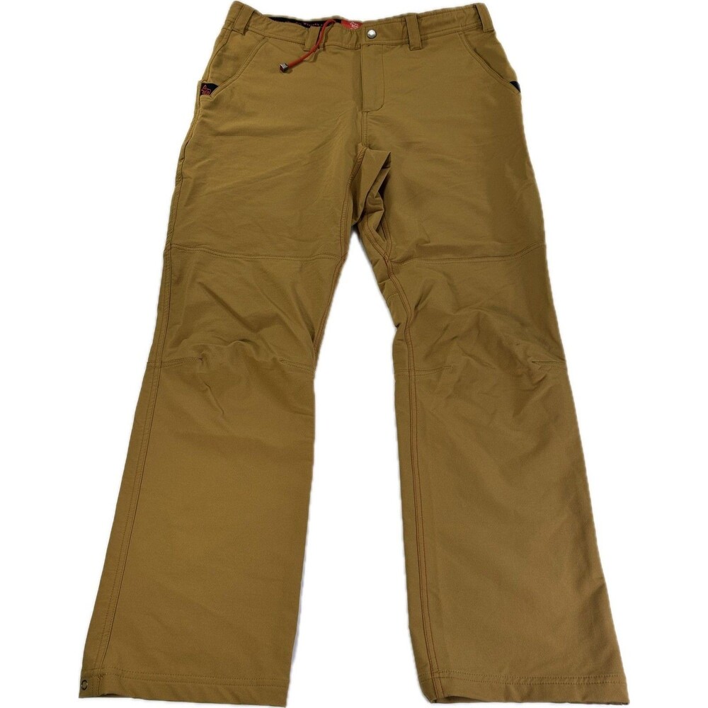 Western Rise Pants Mens 36x32 Brown Canvas Relaxed Fit Adjustable Waist Casual